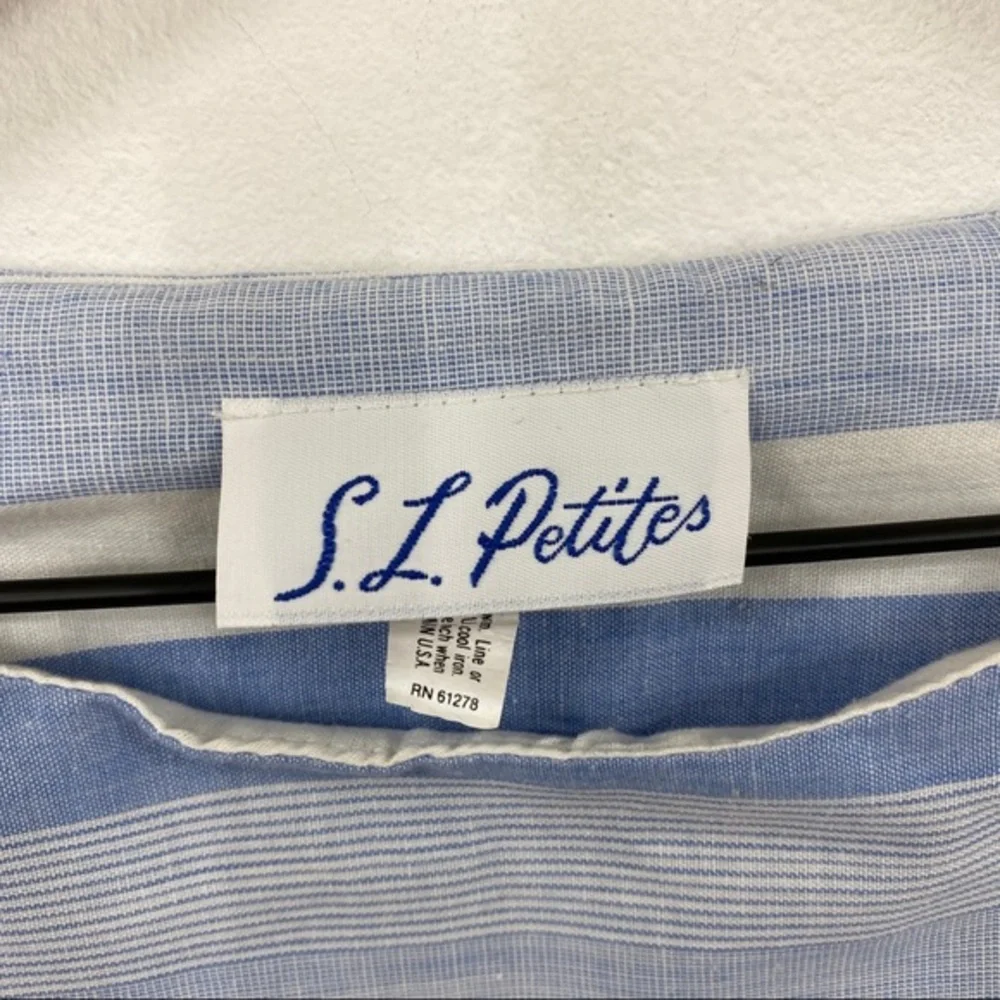Vintage Blue + White Stripe Casual Swing Day Dress - Picture 6 of 8